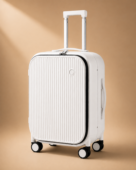 Boscastle Aluminium Frame Cabin Suitcase - 18/20 Inch with Laptop Pocket in White