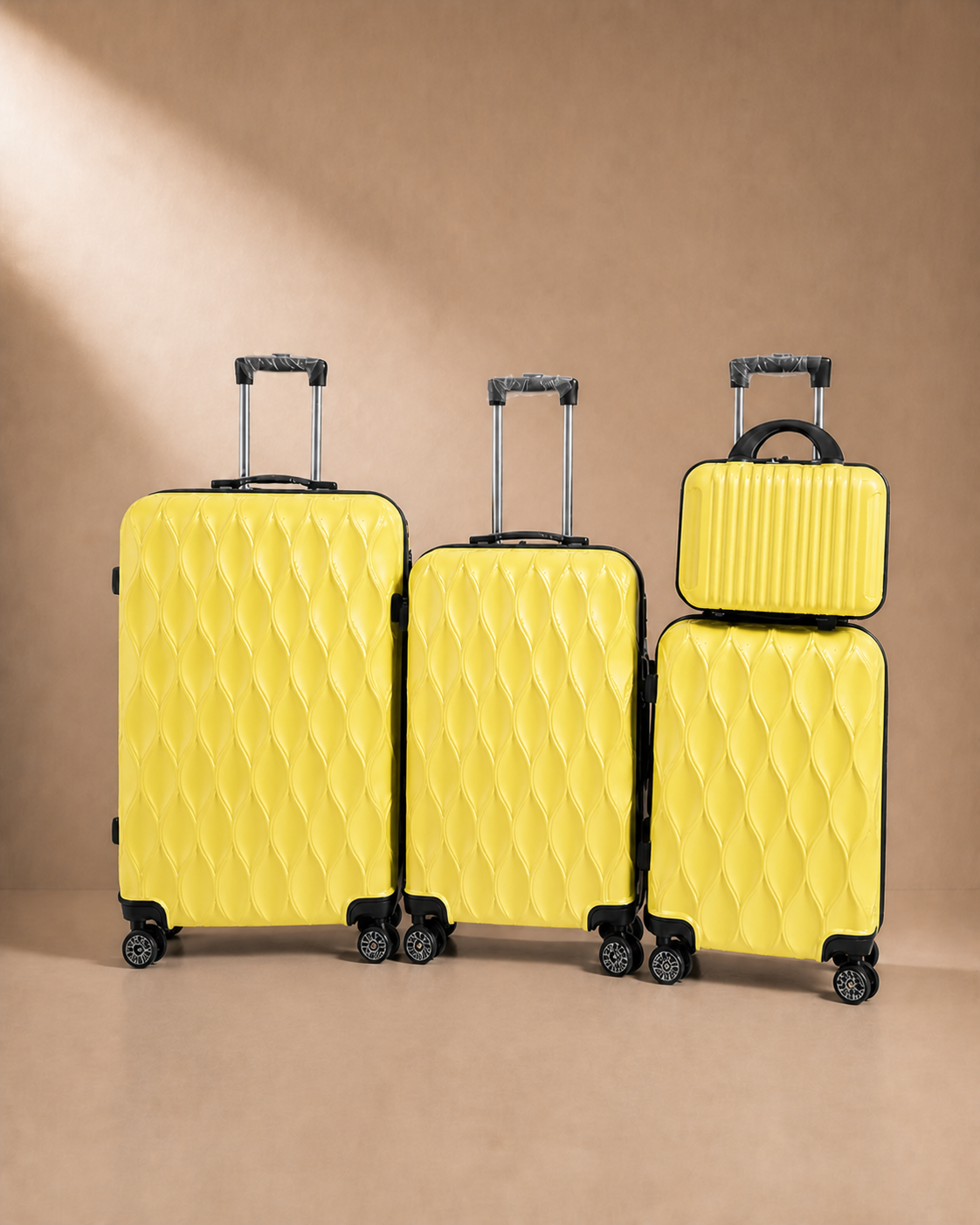 Anstruther Carry-On 4 Piece Hard Shell Suitcase Set with Travel Bag in Yellow