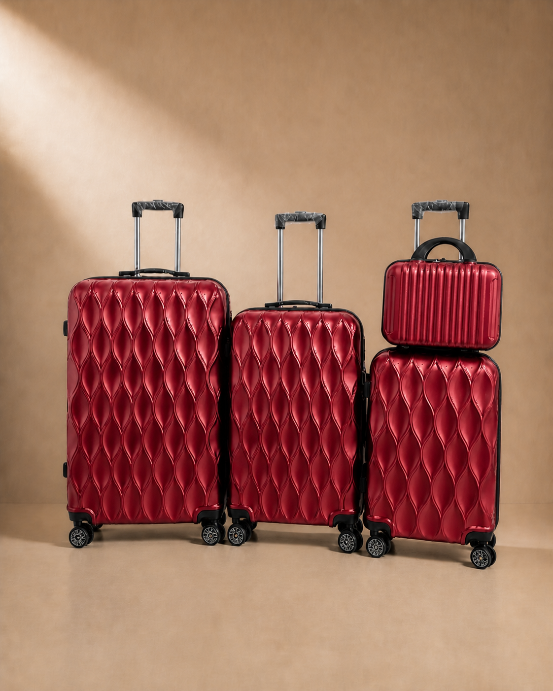 Anstruther Carry-On 4 Piece Hard Shell Suitcase Set with Travel Bag in Red