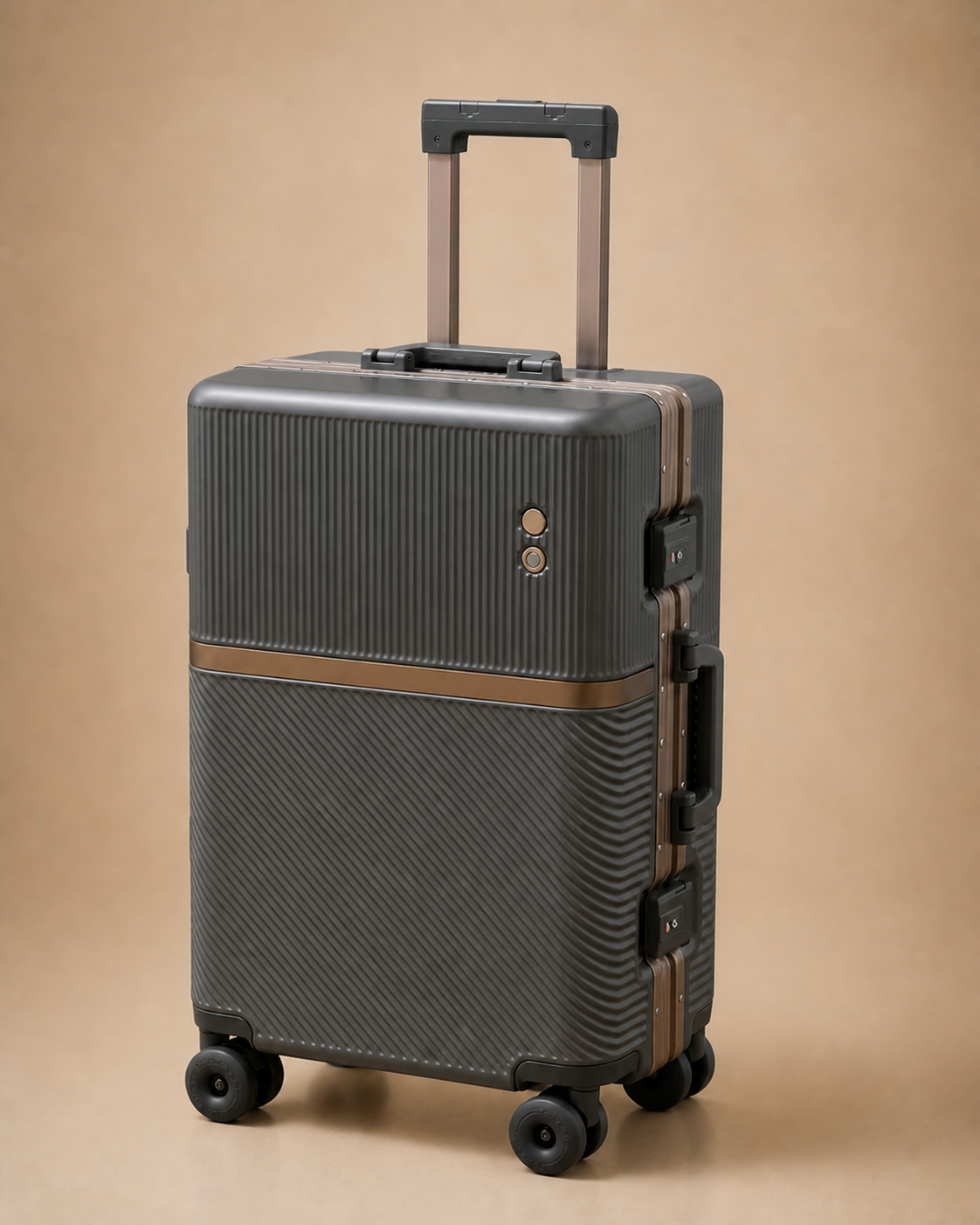 Studland Large Capacity Aluminium Frame Cabin Suitcase - 20-28 Inch in Dark Grey