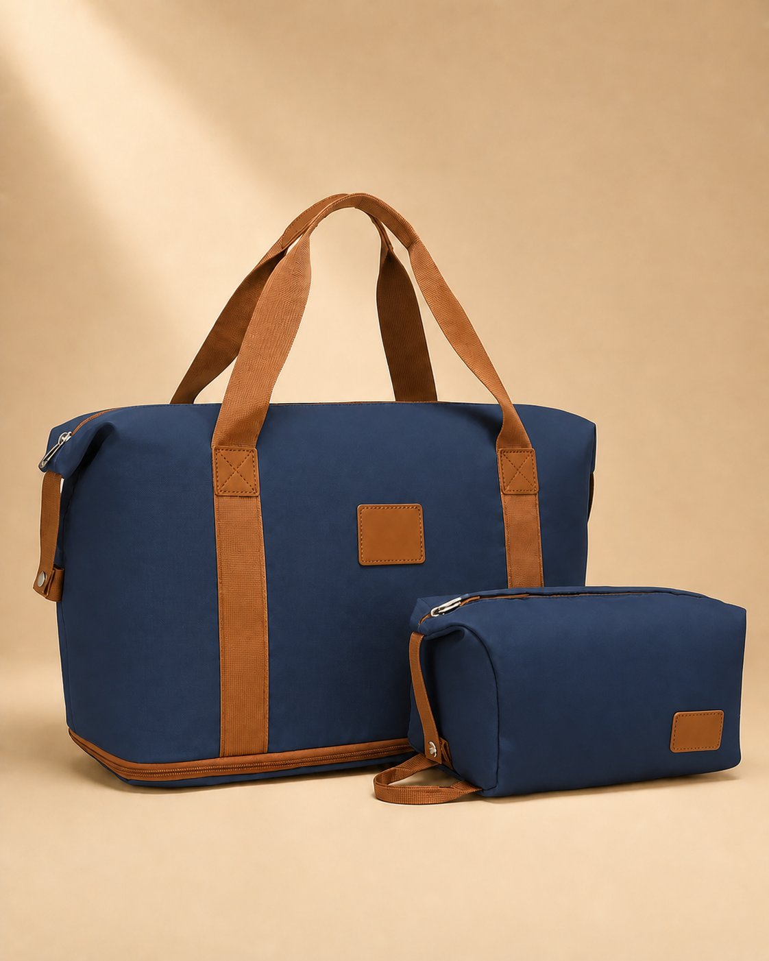 Gwithian 2 Piece Travel Bag and Toiletry Case Set in Deep Blue