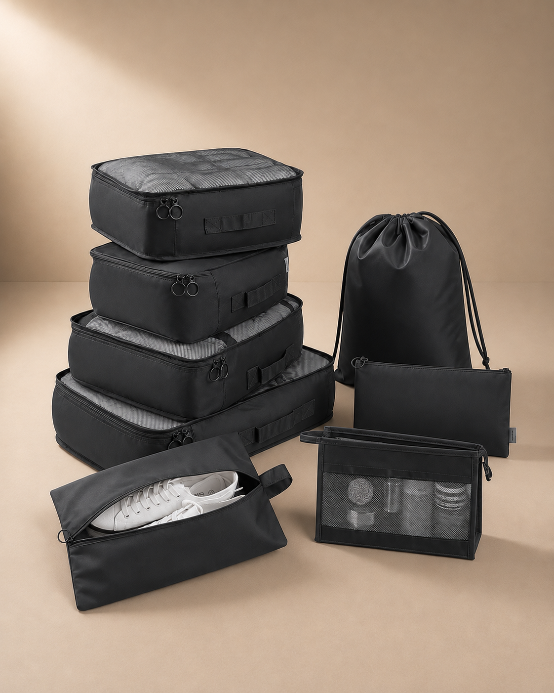 Edale Travel Packing Cubes in Black - 8 Pieces