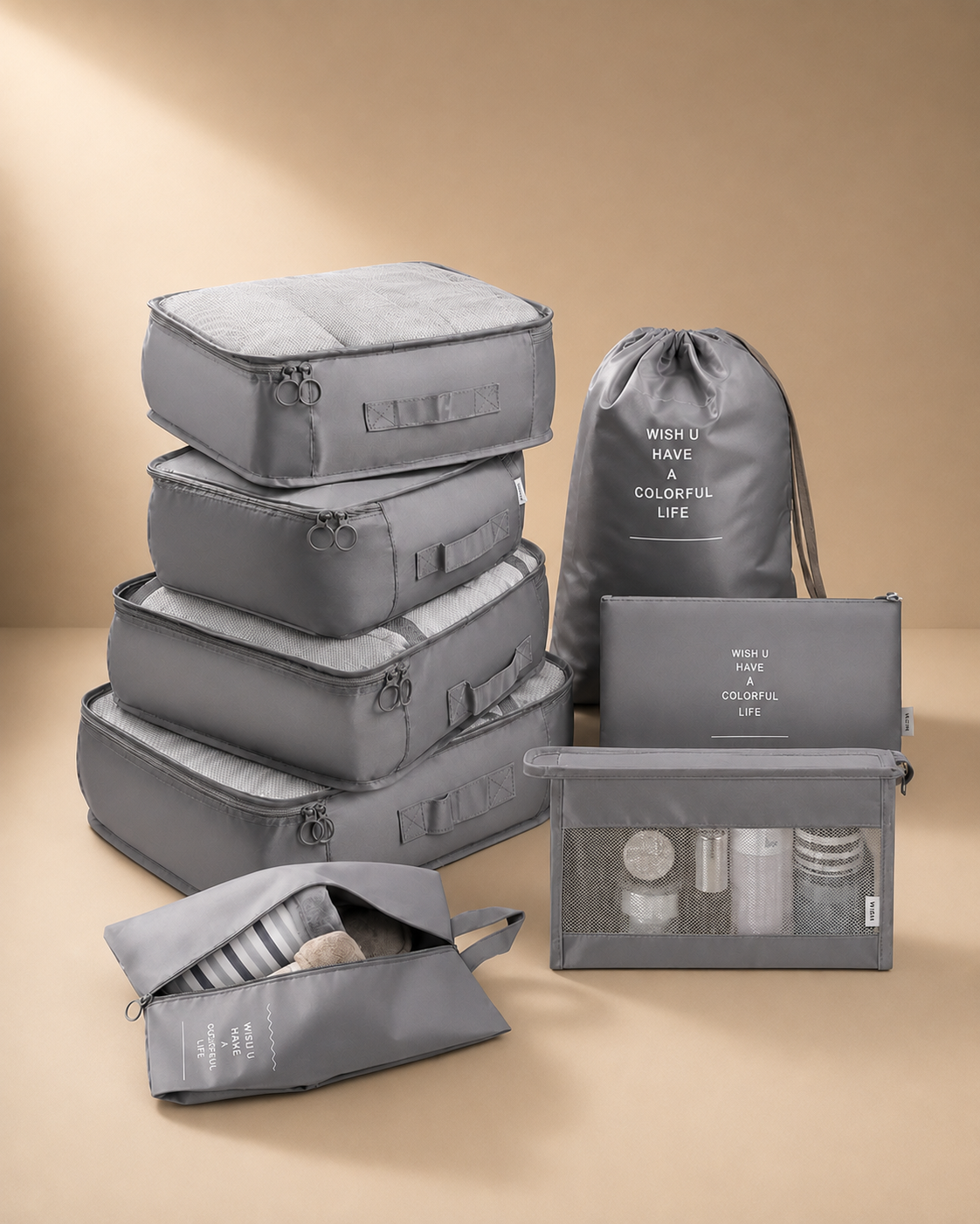 Edale Travel Packing Cubes in Grey - 8 Pieces