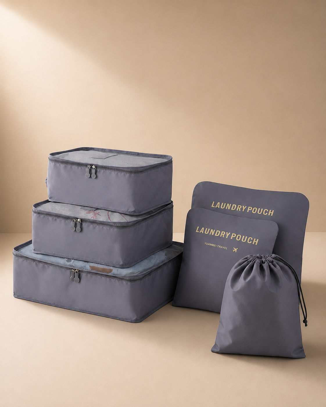 Edale Travel Packing Cubes in Grey - 6 Pieces
