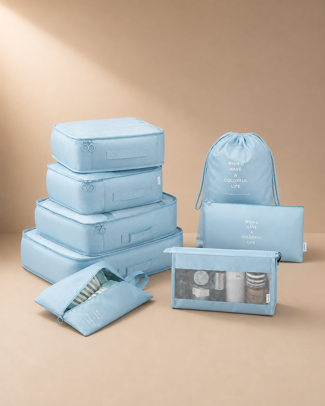 Edale Travel Packing Cubes in Light Blue - 8 Pieces
