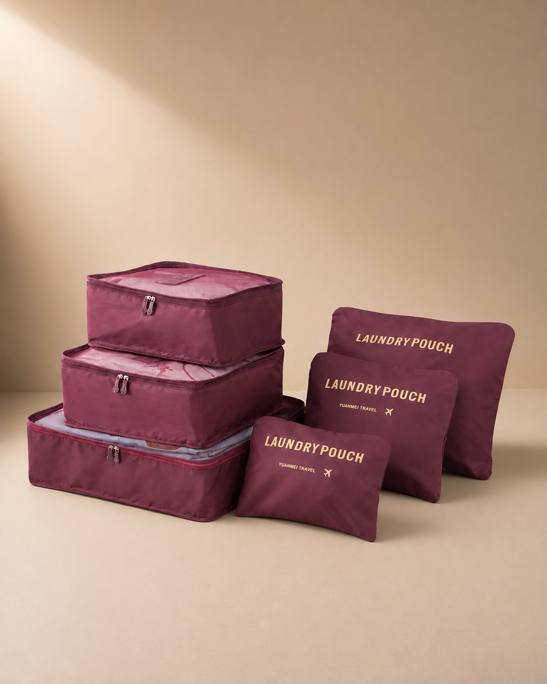 Edale Travel Packing Cubes in Wine - 6 Pieces