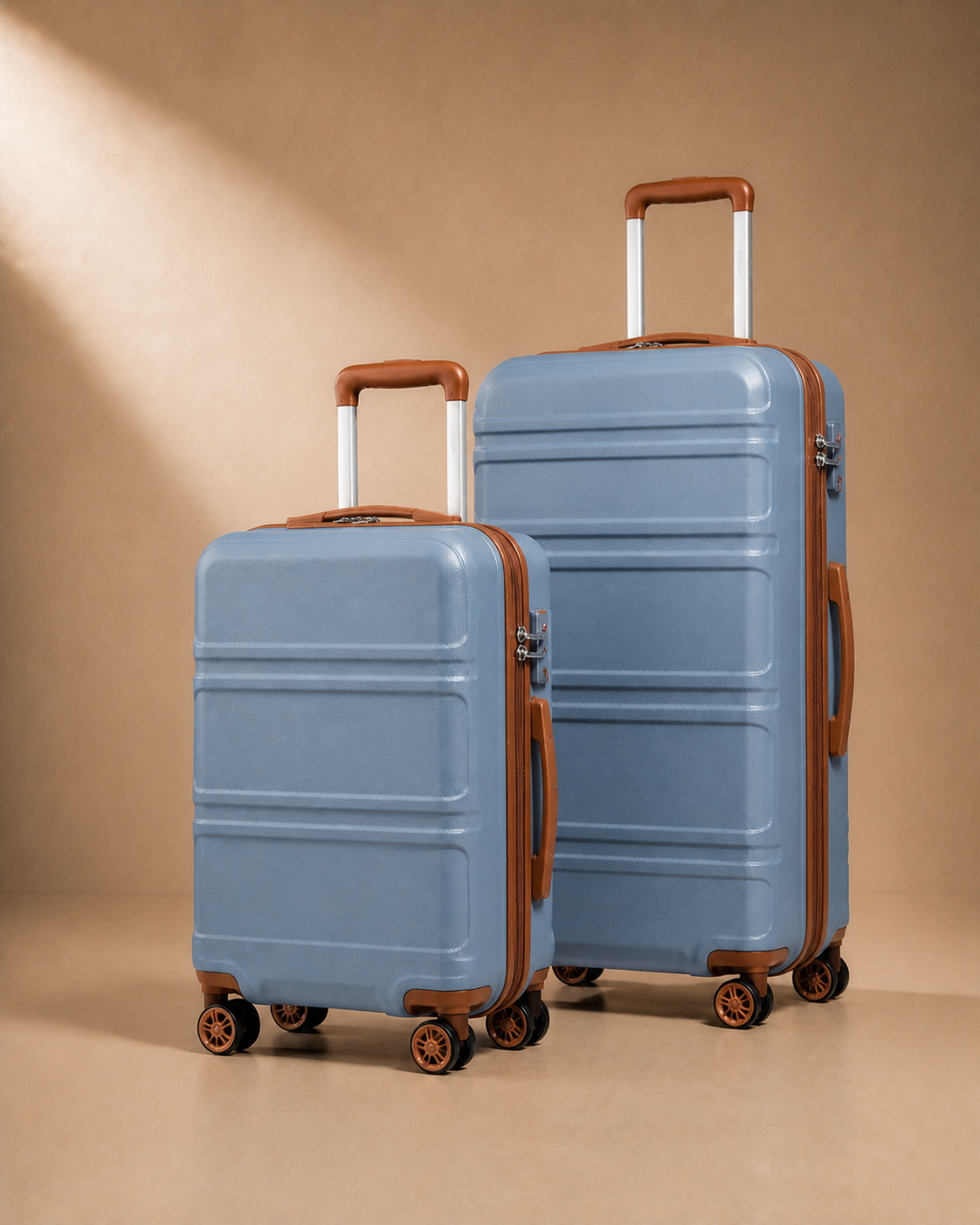 Tenby Hard Shell Cabin Suitcase - 12/20 Inch in GRAYISH BLUE BROWN