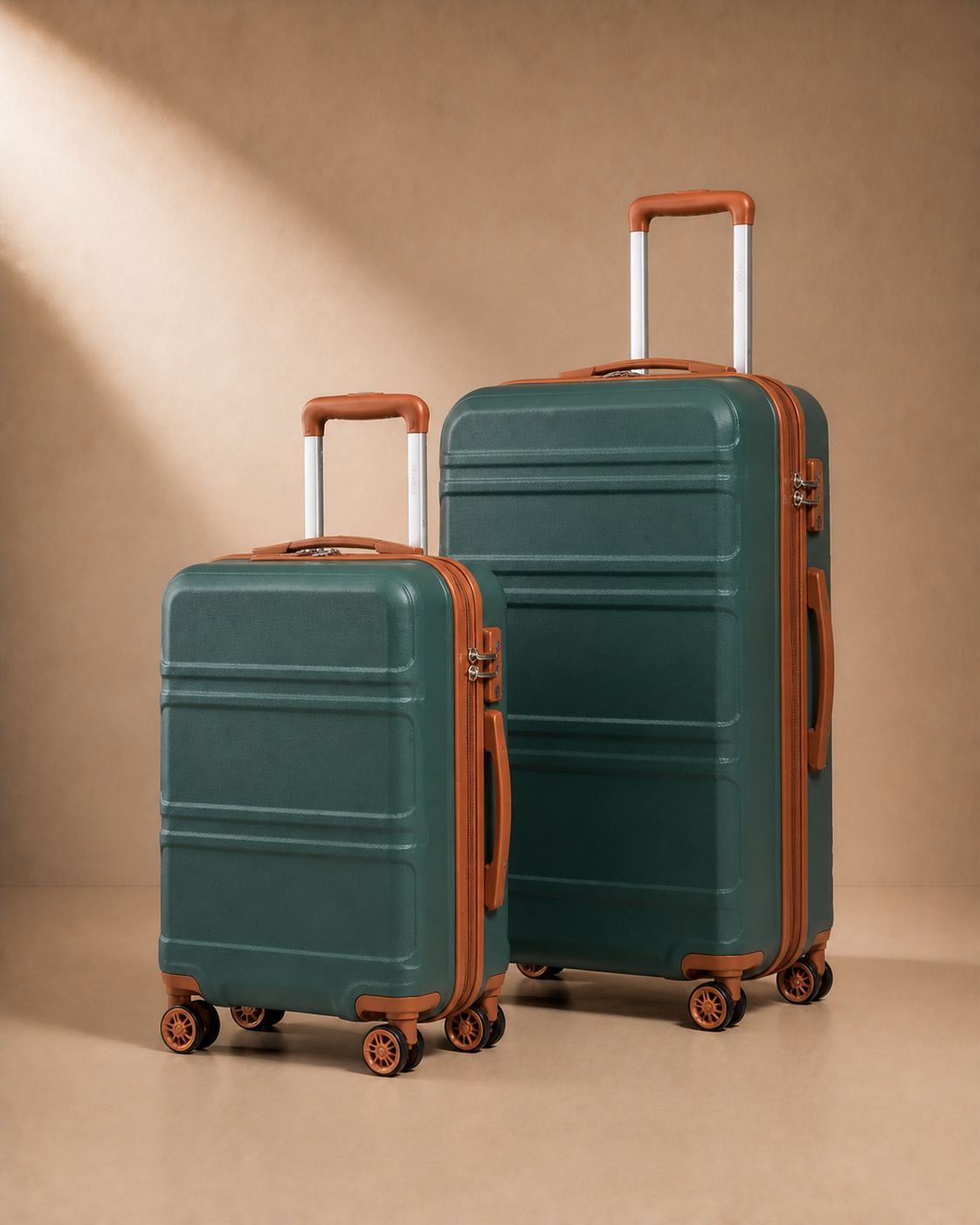 Tenby Hard Shell Cabin Suitcase - 12/20 Inch in GREEN BROWN