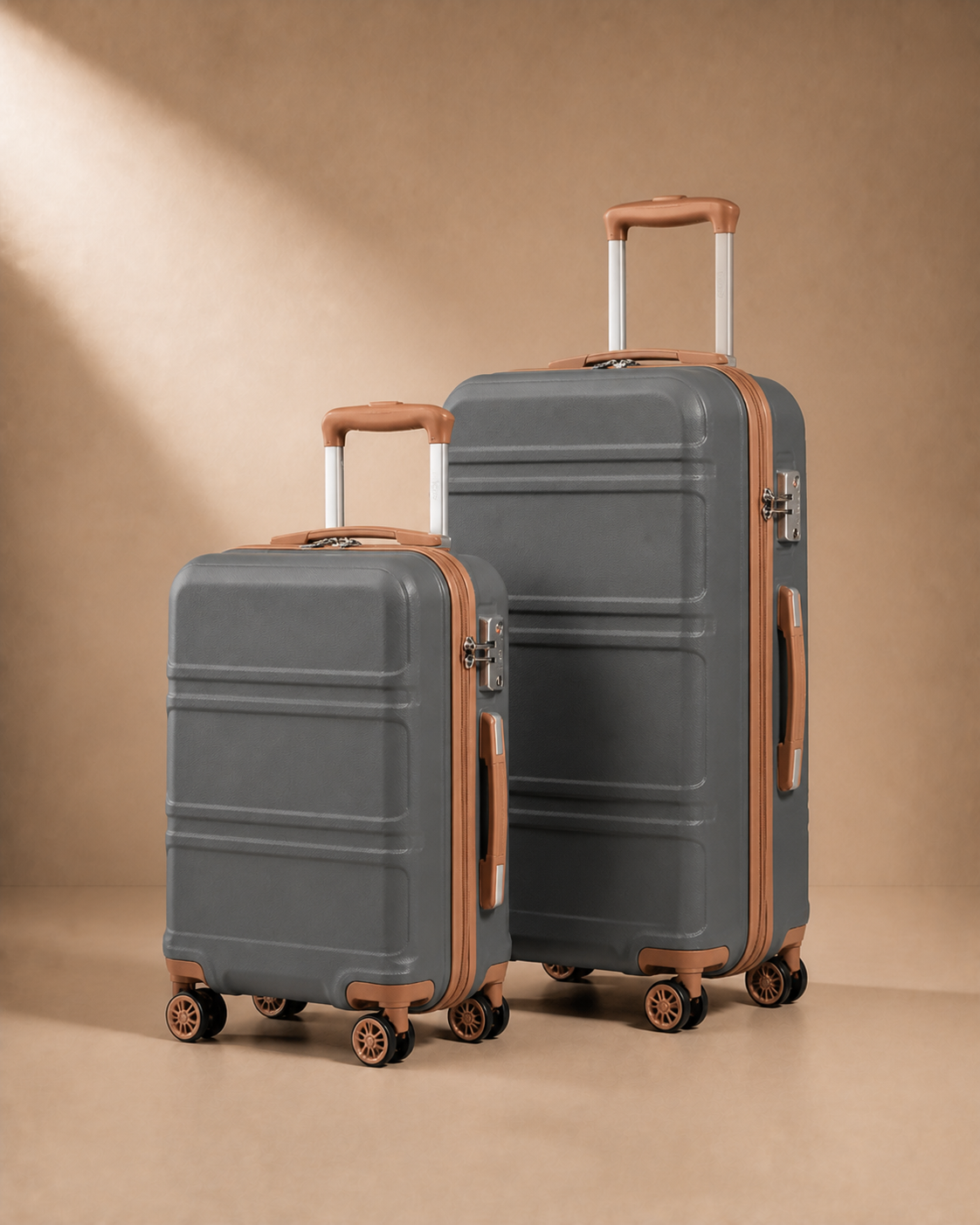 Tenby Hard Shell Cabin Suitcase - 12/20 Inch in GREY BROWN