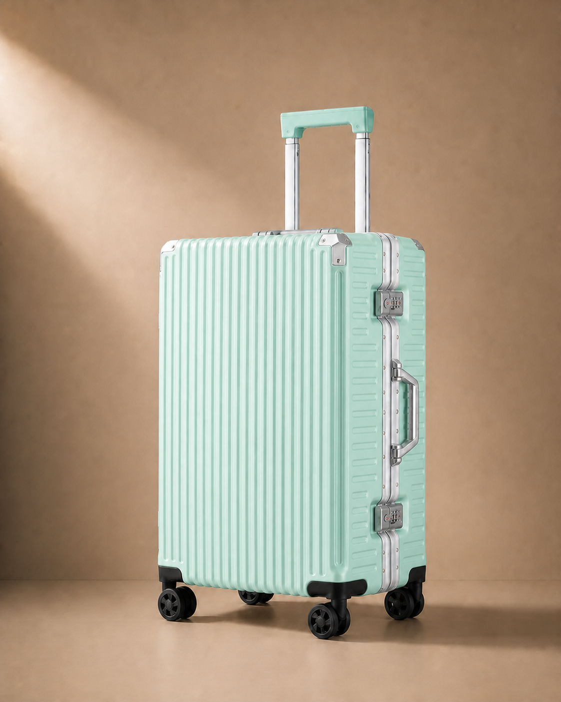 Lamorna Aluminium Frame Cabin Suitcase with USB Port - 20/22/24/26 Inch in Green