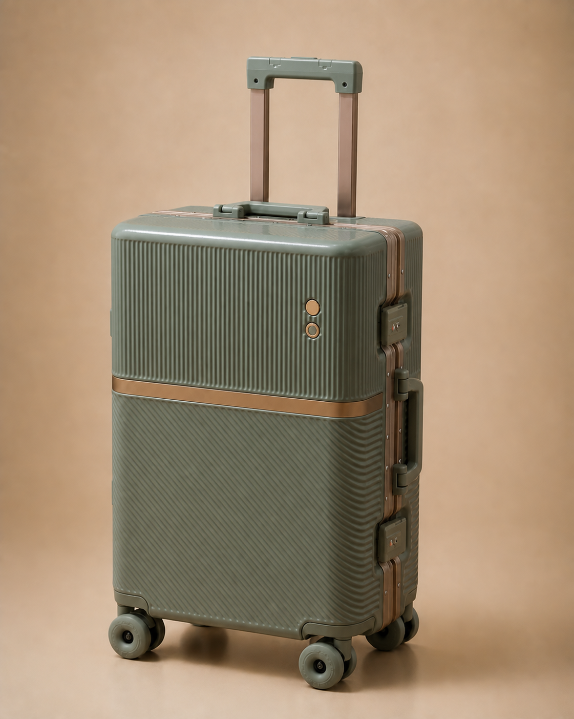 Studland Large Capacity Aluminium Frame Cabin Suitcase - 20-28 Inch in Green