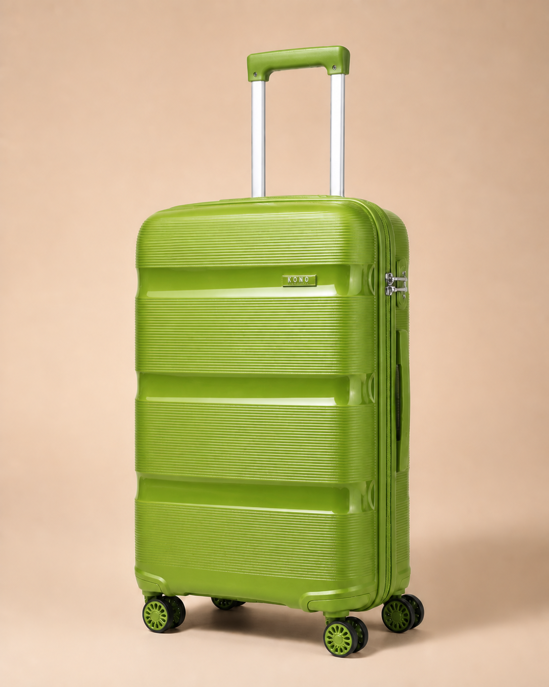 Aberaeron 3 Piece Hard Shell Suitcase Set with Travel Bag - 14/20/24/28 Inch in Green
