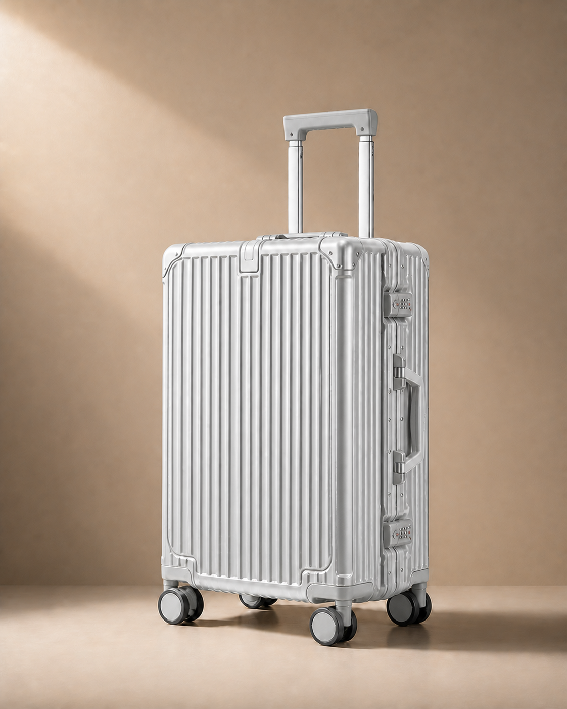 Totnes Hard Shell Cabin Suitcase with Cup Holder - 20/24/26 Inch in Grey