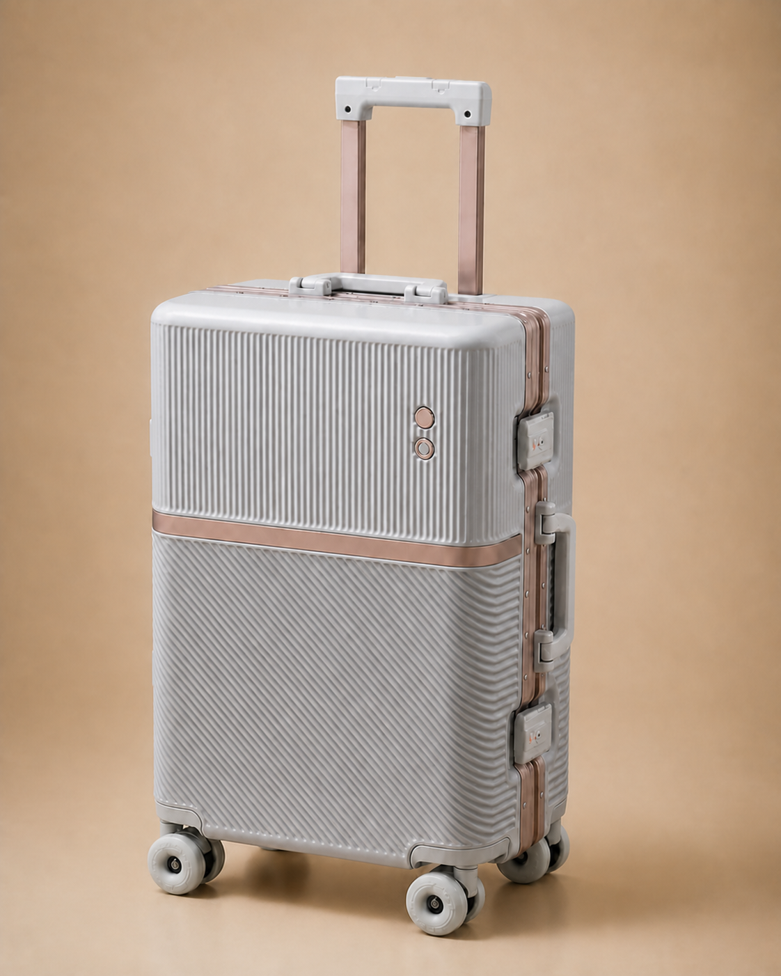 Studland Large Capacity Aluminium Frame Cabin Suitcase - 20-28 Inch in Grey