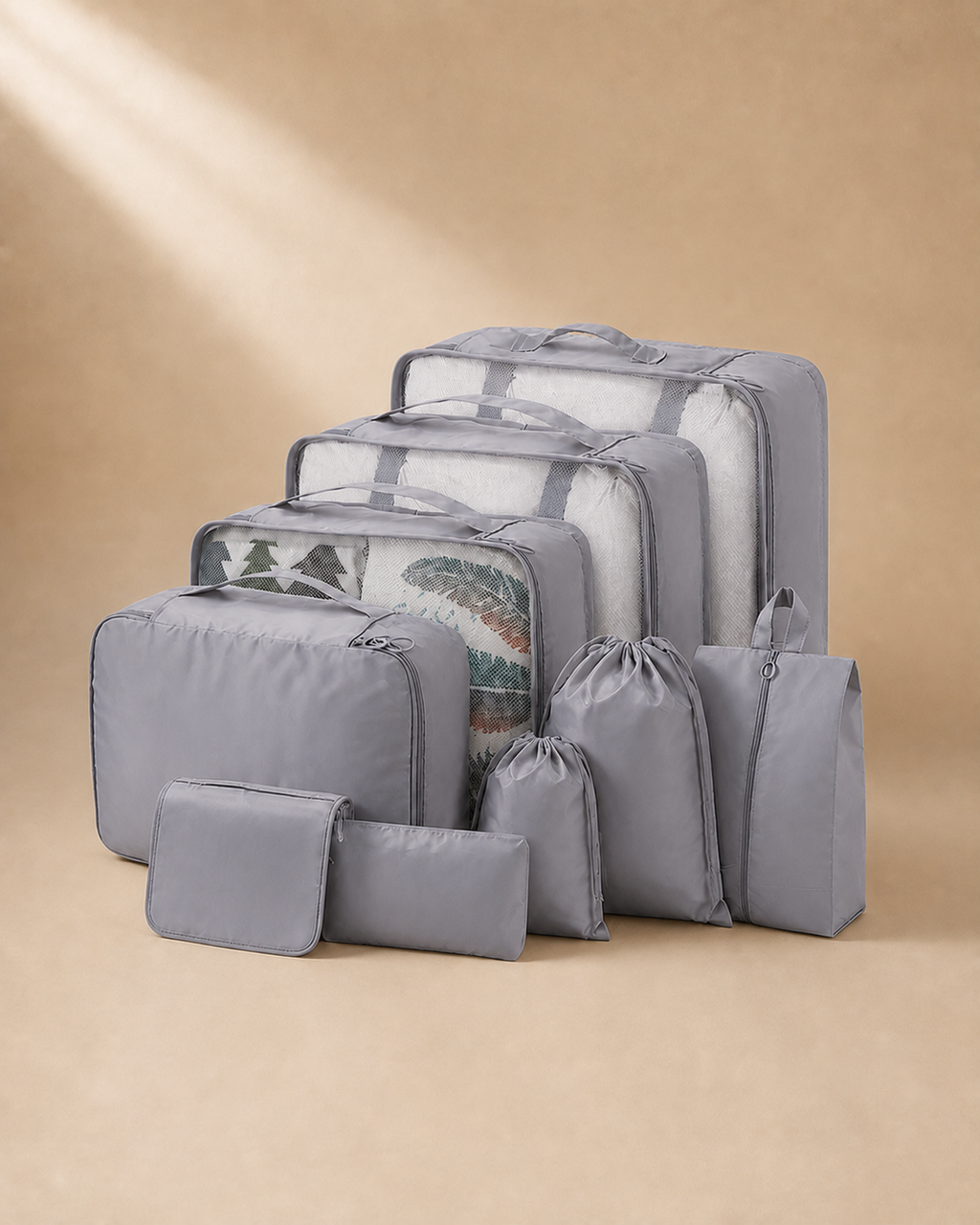 Malham 9 Piece Travel Compression Packing Cubes in Grey