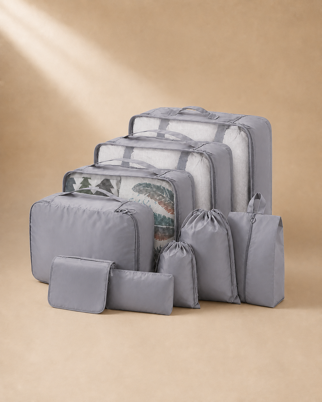 Malham 9 Piece Travel Compression Packing Cubes in Grey