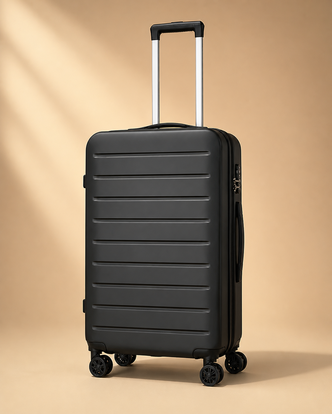 Charlestown Expandable Cabin Suitcase, Ribbed in Black