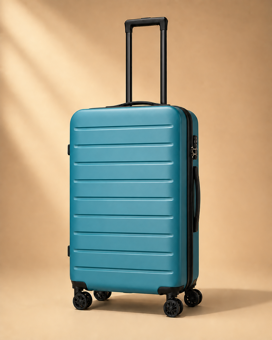 Charlestown Expandable Cabin Suitcase, Ribbed in Teal