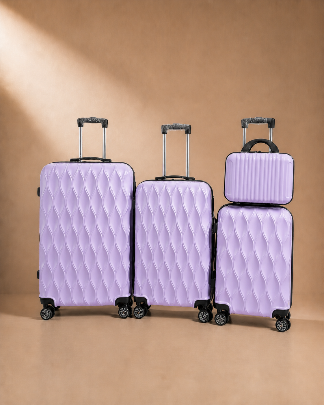 Anstruther Carry-On 4 Piece Hard Shell Suitcase Set with Travel Bag in Purple