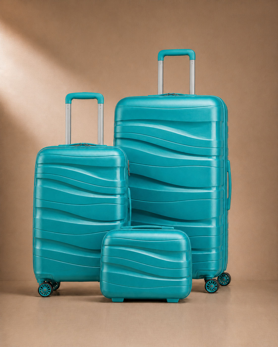 Manorbier 3 Piece Hard Shell Suitcase Set in Blue, 14/20/28 Inch