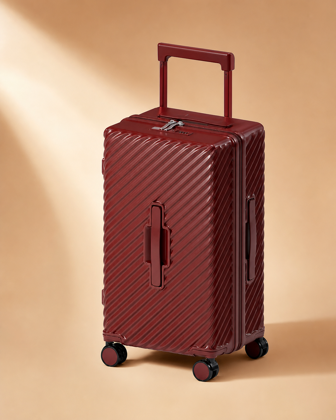 Rye Large Capacity Cabin Suitcase with Wide Pull Rod - 20/28 Inch with USB Port in Red