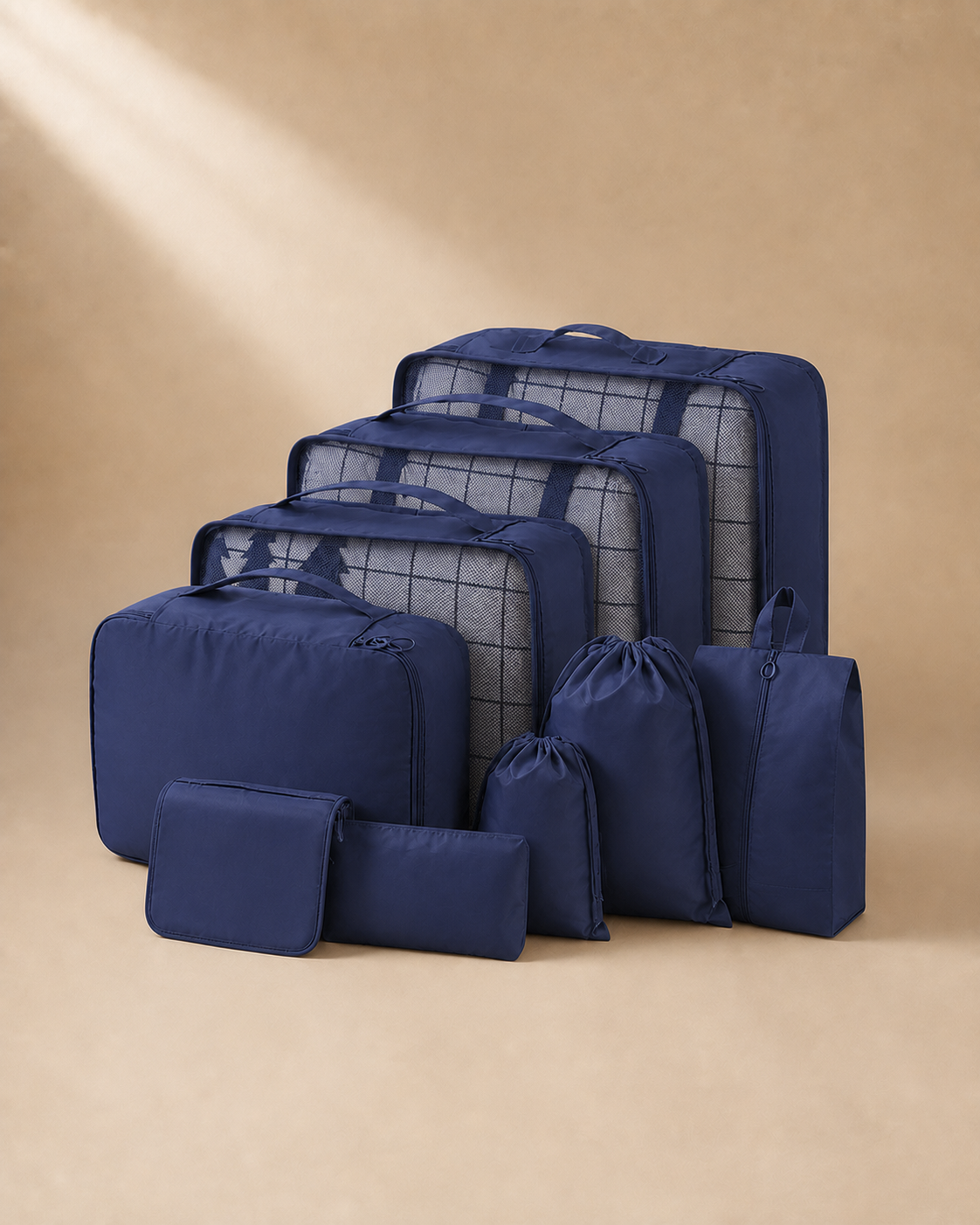 Malham 9 Piece Travel Compression Packing Cubes in Navy Blue
