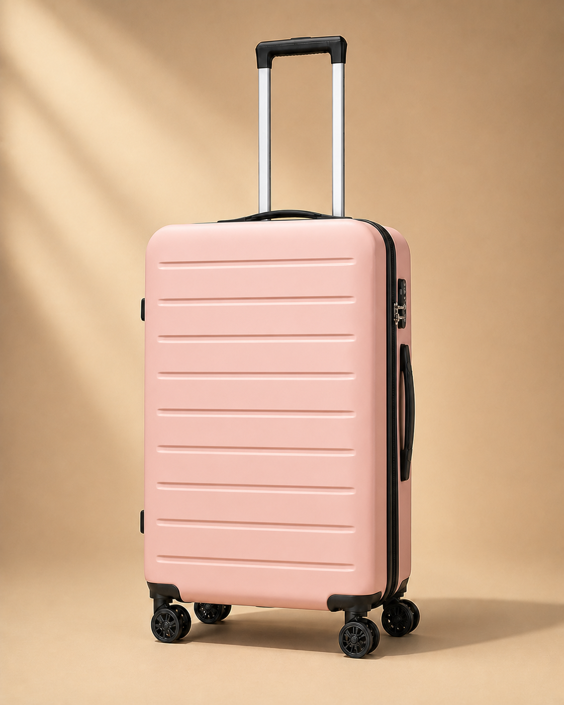 Charlestown Expandable Cabin Suitcase, Ribbed in Light Pink