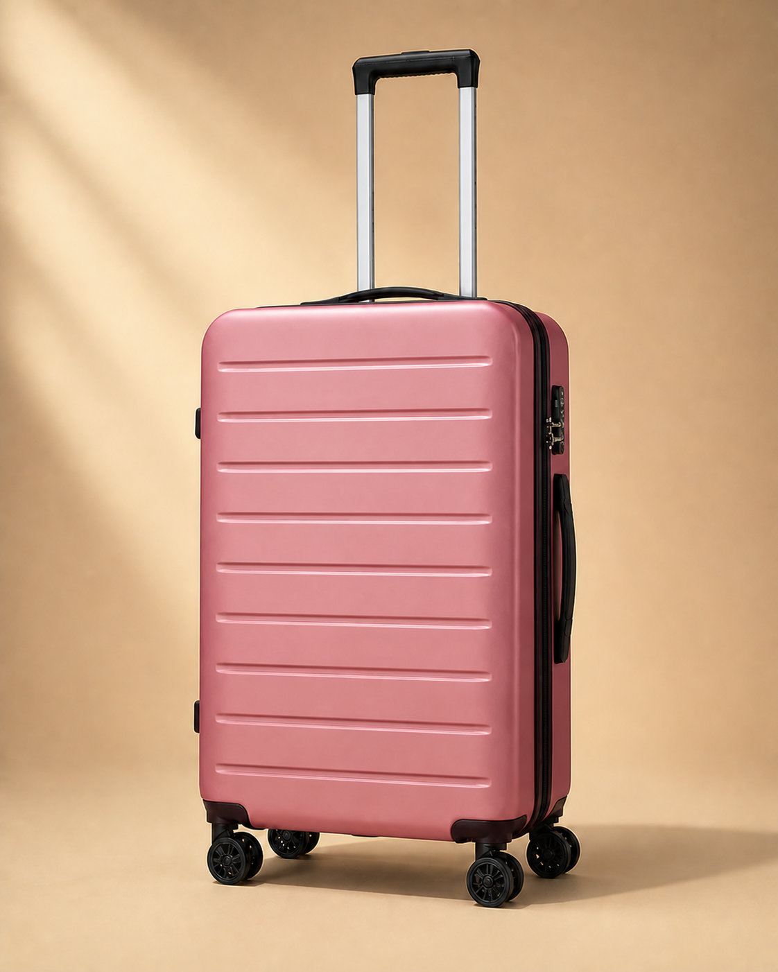 Charlestown Expandable Cabin Suitcase, Ribbed in Pink