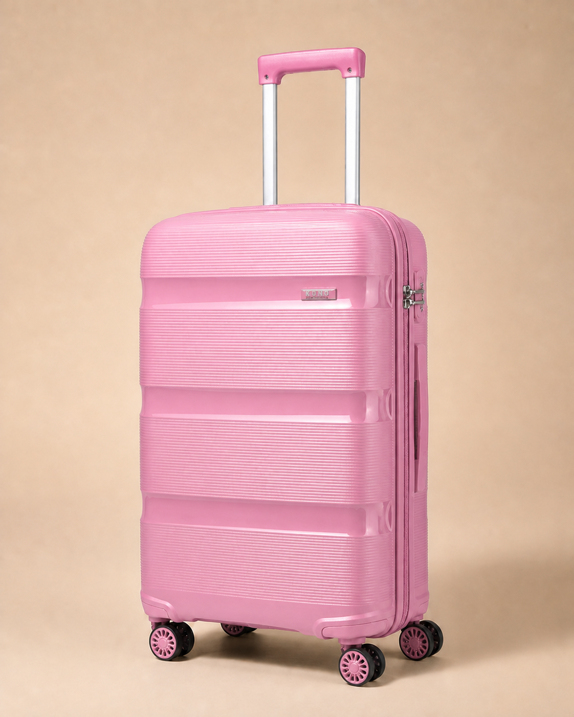 Aberaeron 3 Piece Hard Shell Suitcase Set with Travel Bag - 14/20/24/28 Inch in Pink