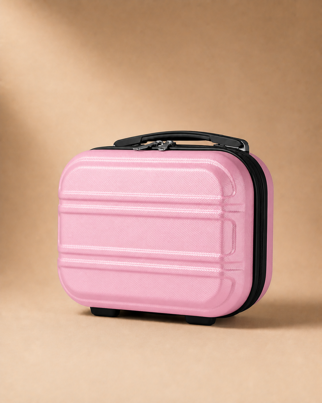 Porthchapel Large Capacity Hard Shell Travel Makeup Case in Pink