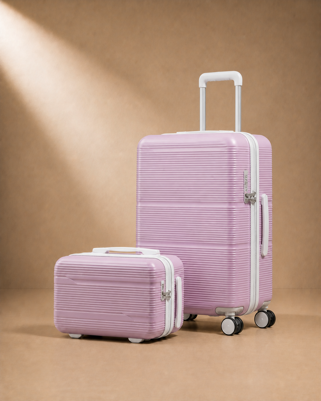 Trebah Travel Makeup Case with Vanity Case - 13/20 Inch in Pink White