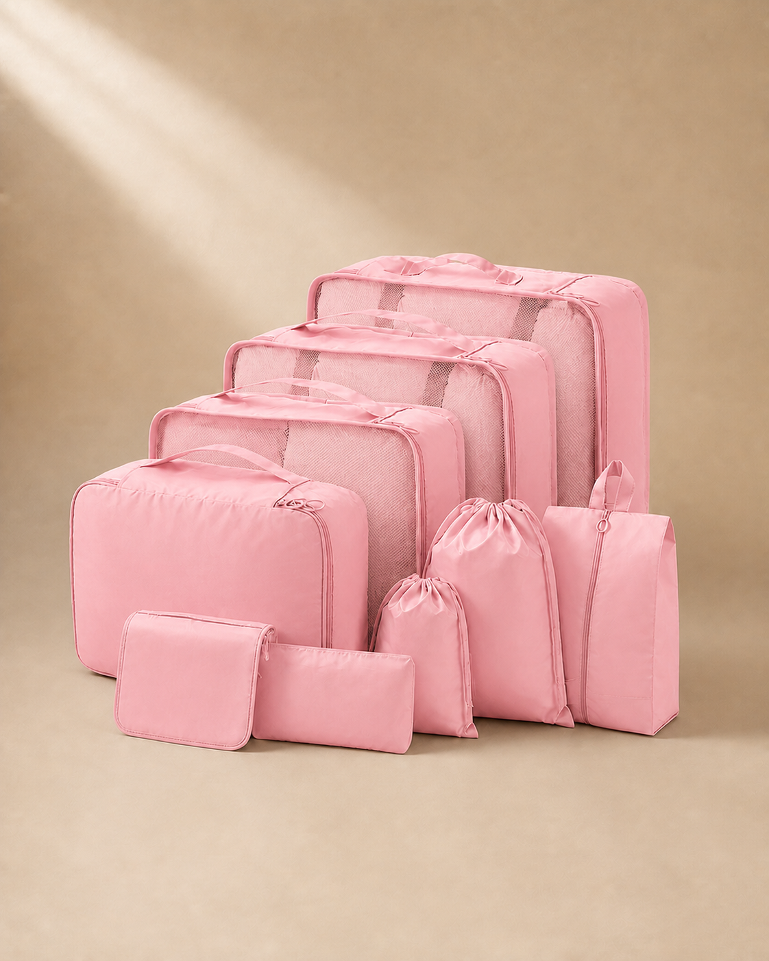 Malham 9 Piece Travel Compression Packing Cubes in Pink