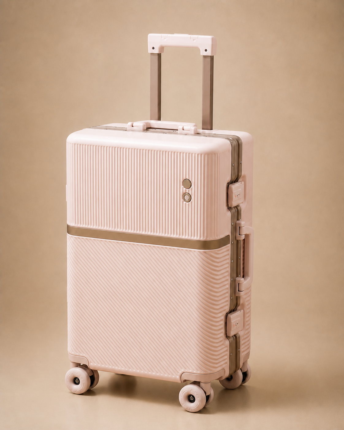 Studland Large Capacity Aluminium Frame Cabin Suitcase - 20-28 Inch in Pink