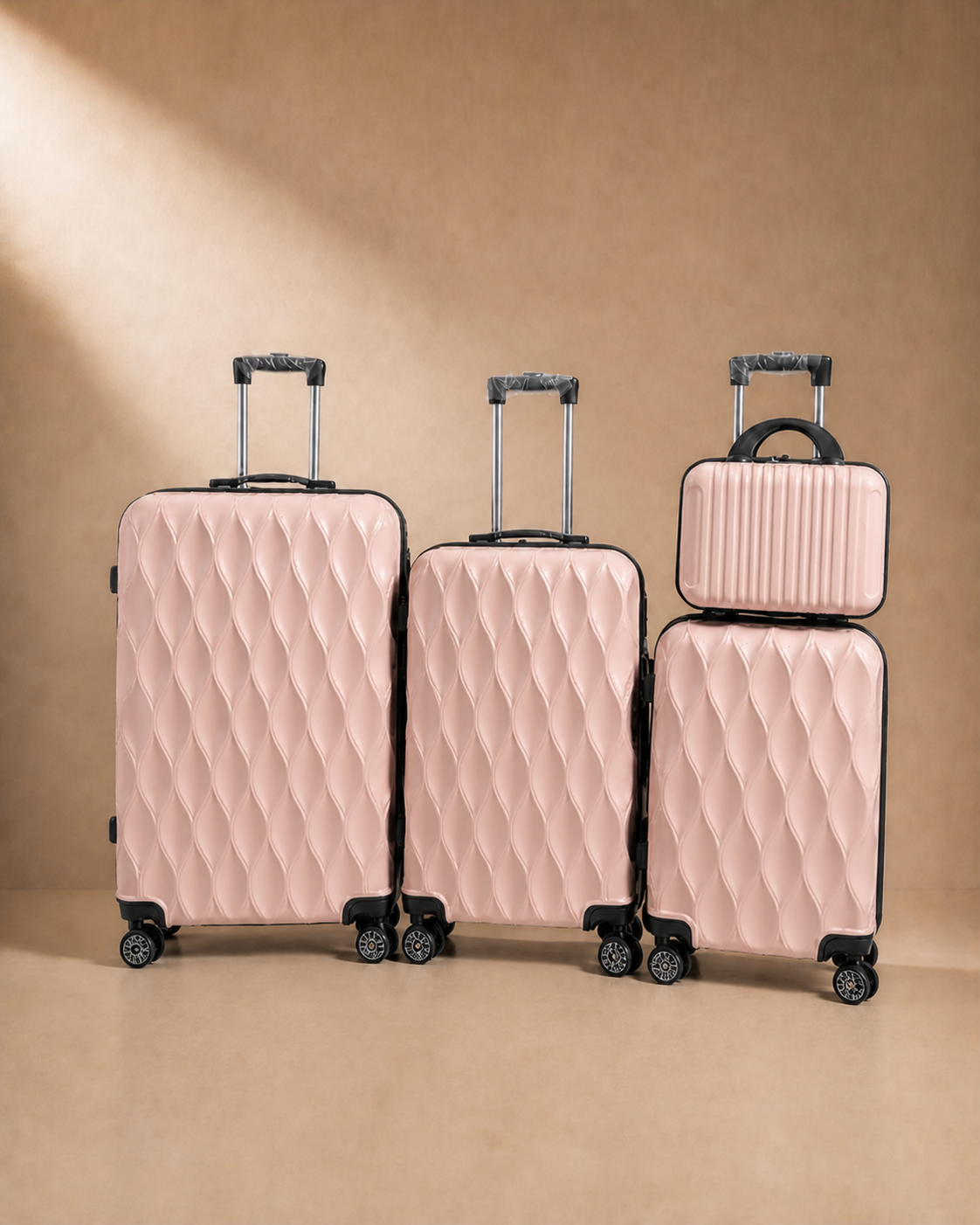 Anstruther Carry-On 4 Piece Hard Shell Suitcase Set with Travel Bag in Pink