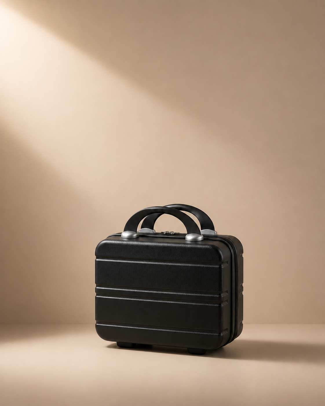Prussia Hard Shell Travel Makeup Case in Black - front product view