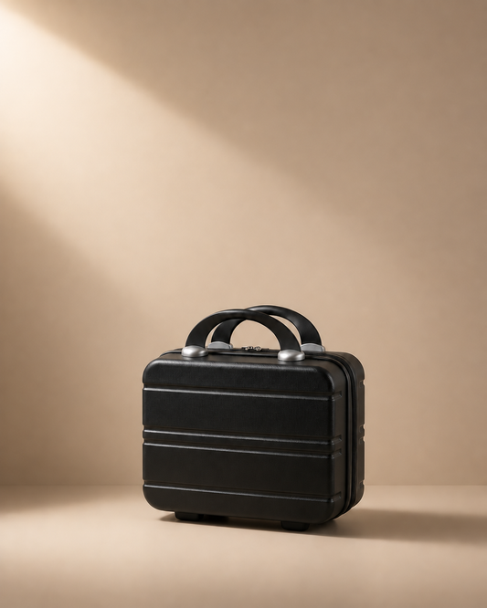 Prussia Hard Shell Travel Makeup Case in Black - front product view