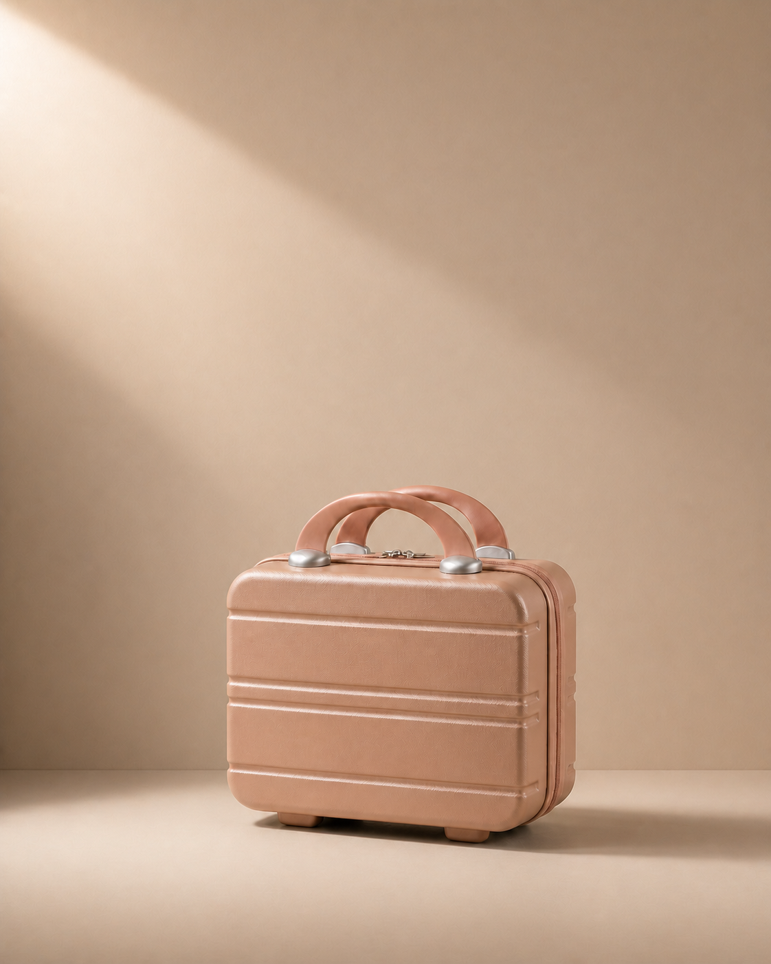 Prussia Hard Shell Travel Makeup Case in Beige - front product view