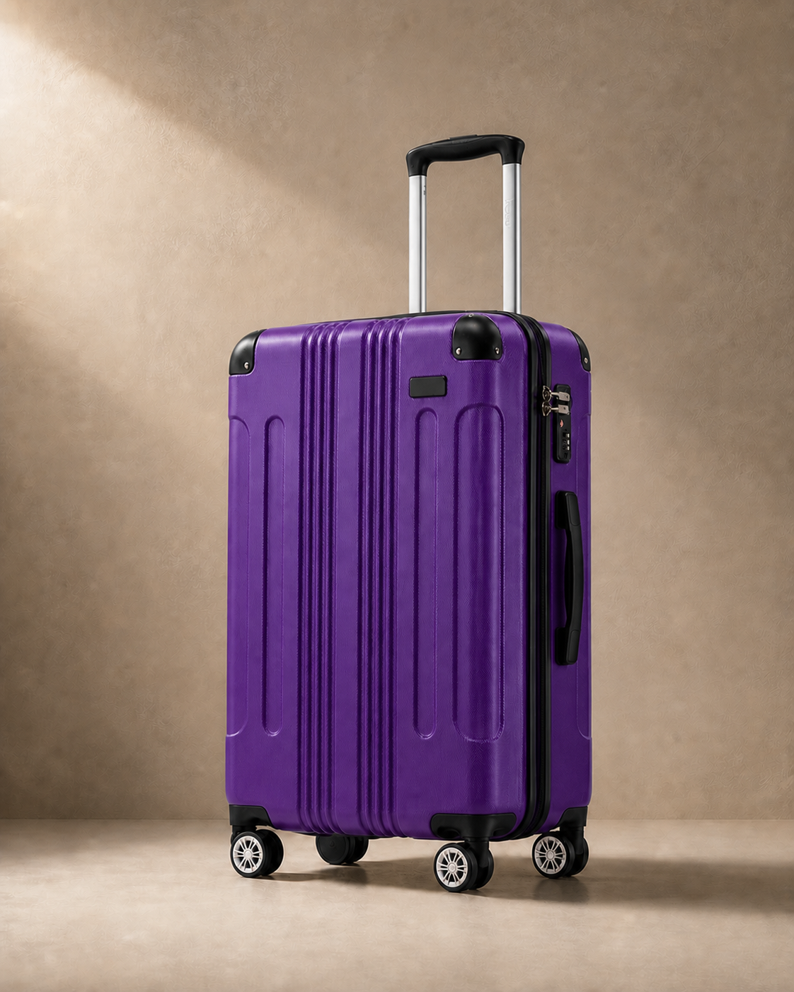 Porthleven 3 Piece Hard Shell Suitcase Set - 20/24/28 Inch in Purple