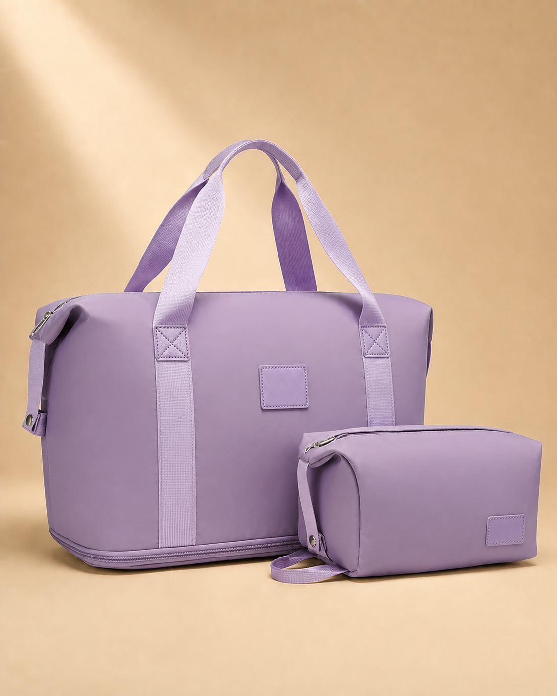 Gwithian 2 Piece Travel Bag and Toiletry Case Set in Purple