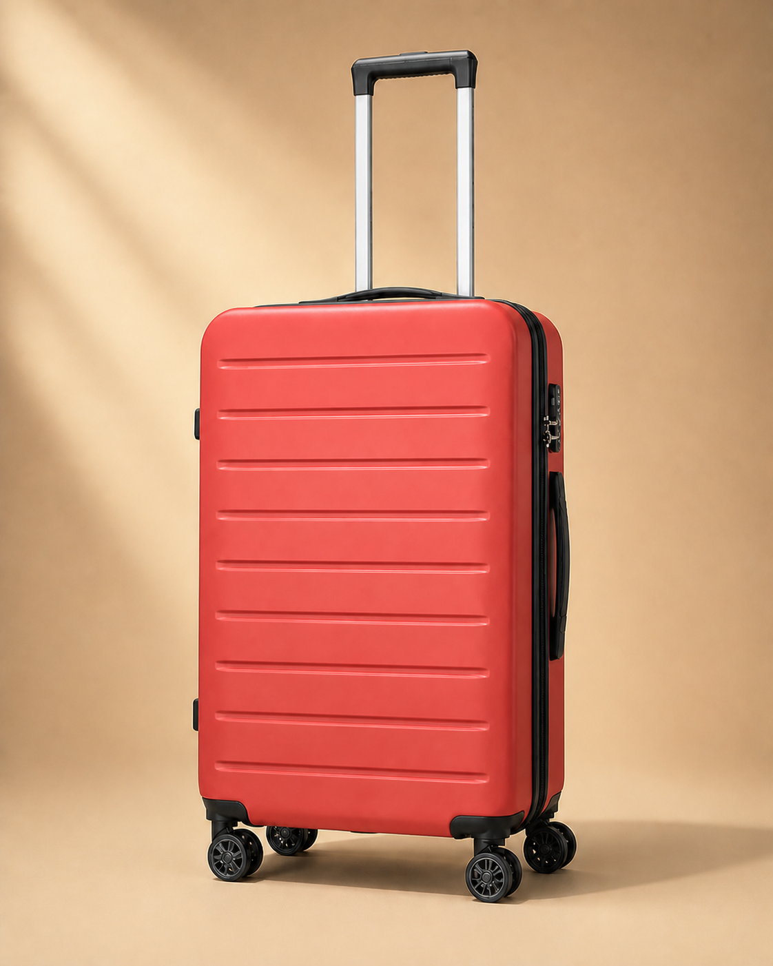 Charlestown Expandable Cabin Suitcase, Ribbed in Red