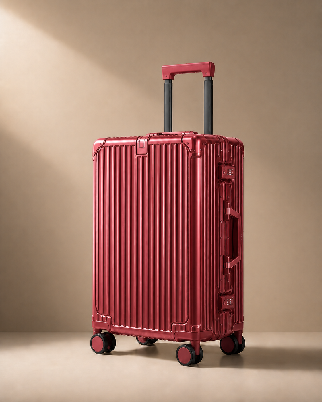 Totnes Hard Shell Cabin Suitcase with Cup Holder - 20/24/26 Inch in Red