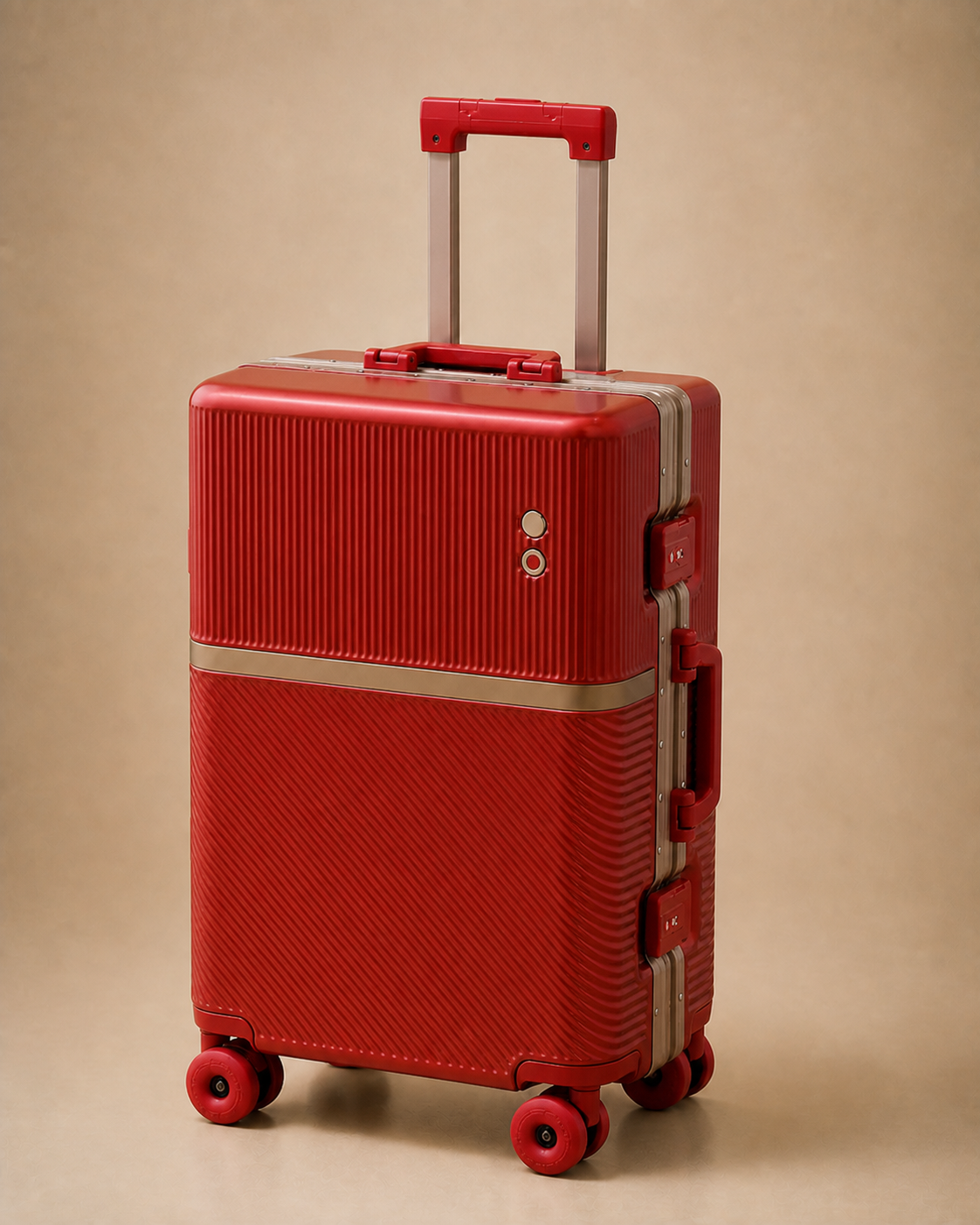Studland Large Capacity Aluminium Frame Cabin Suitcase - 20-28 Inch in Red