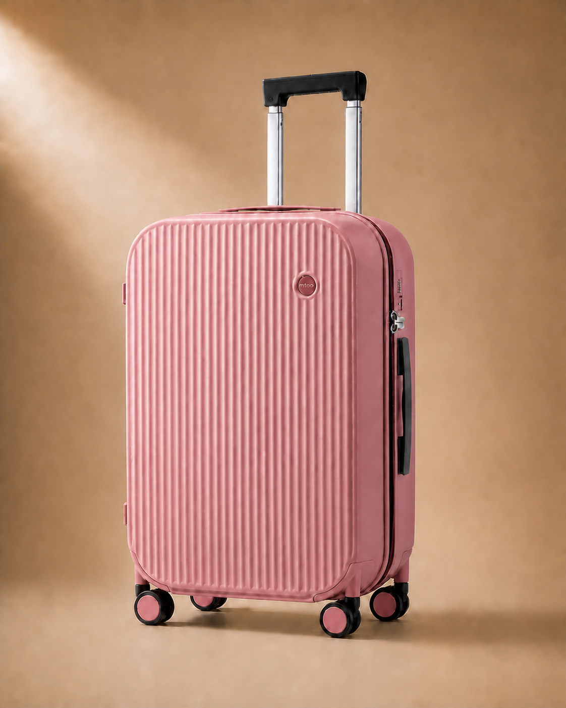 Aldeburgh Ribbed Front-Opening Cabin Suitcase - 20 Inch in Pink