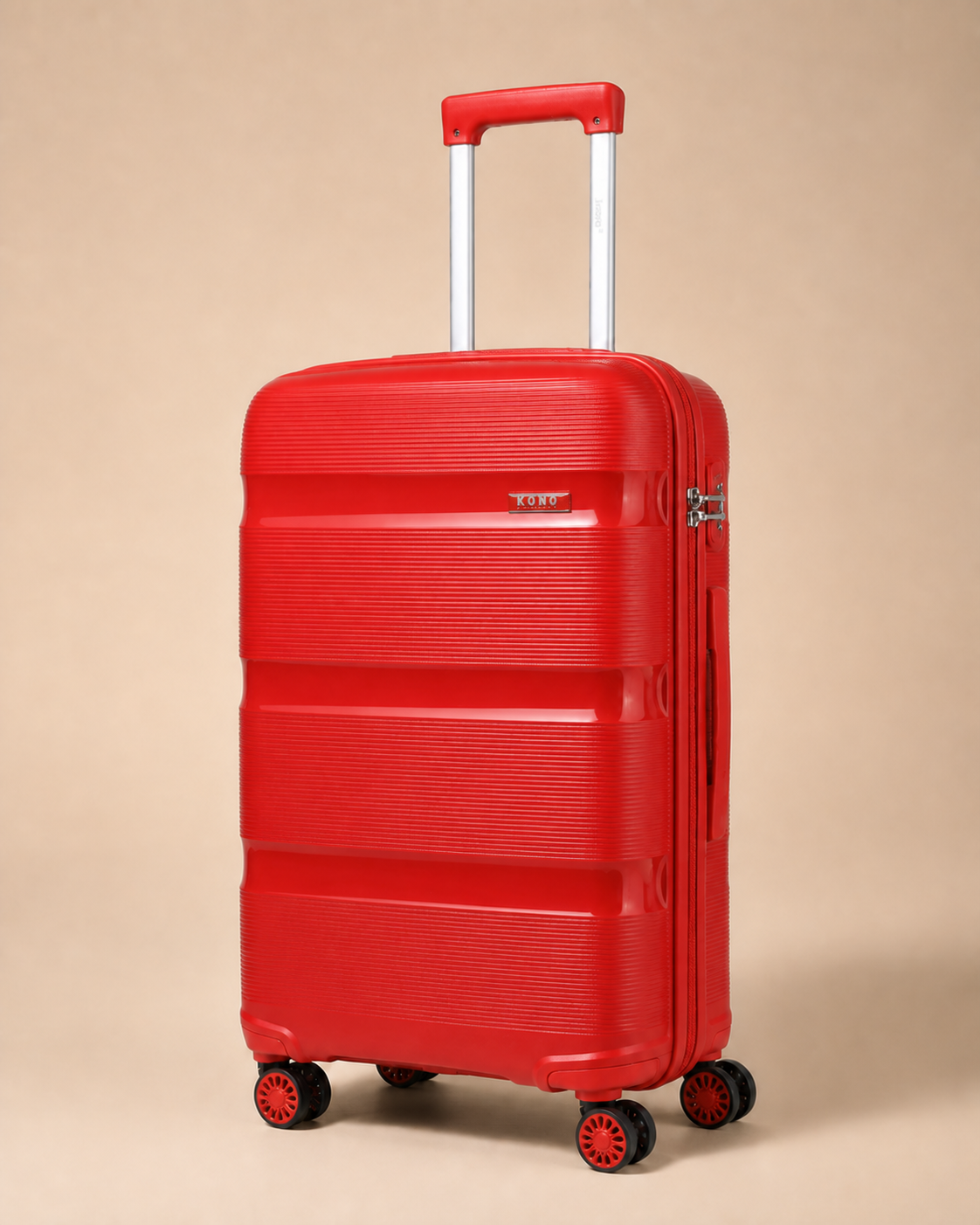 Aberaeron 3 Piece Hard Shell Suitcase Set with Travel Bag - 14/20/24/28 Inch in Red