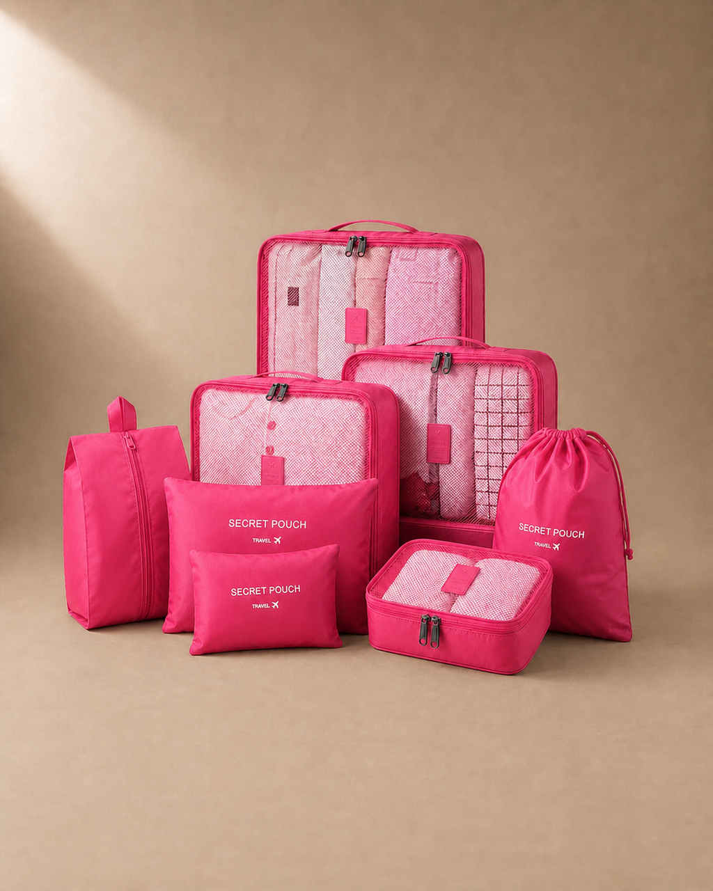 Grassington Travel Packing Cubes in Rose Red