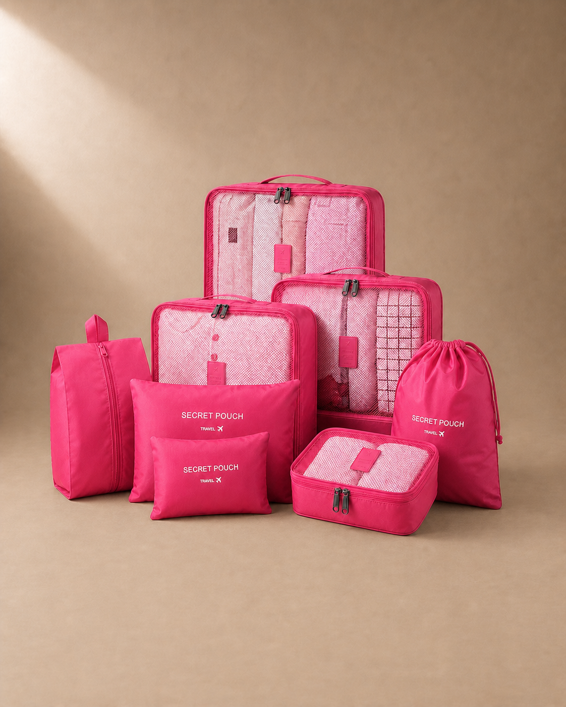 Grassington Travel Packing Cubes in Rose Red