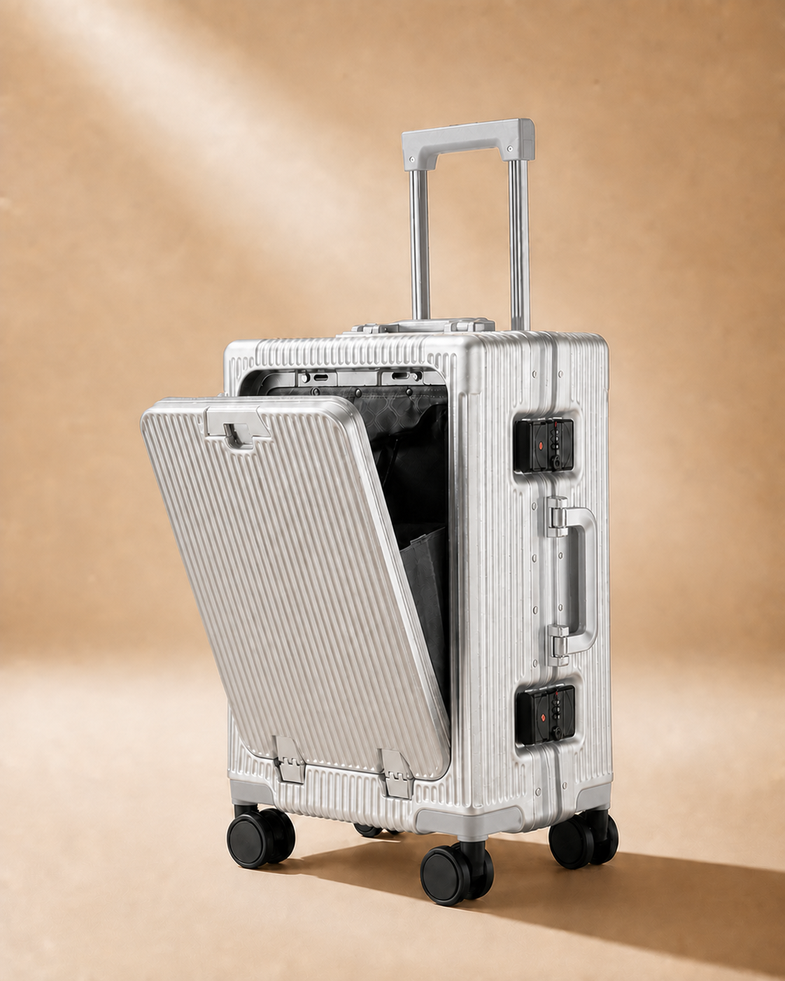 Talland Front-Opening Cabin Suitcase - 20-28 Inch in Silver