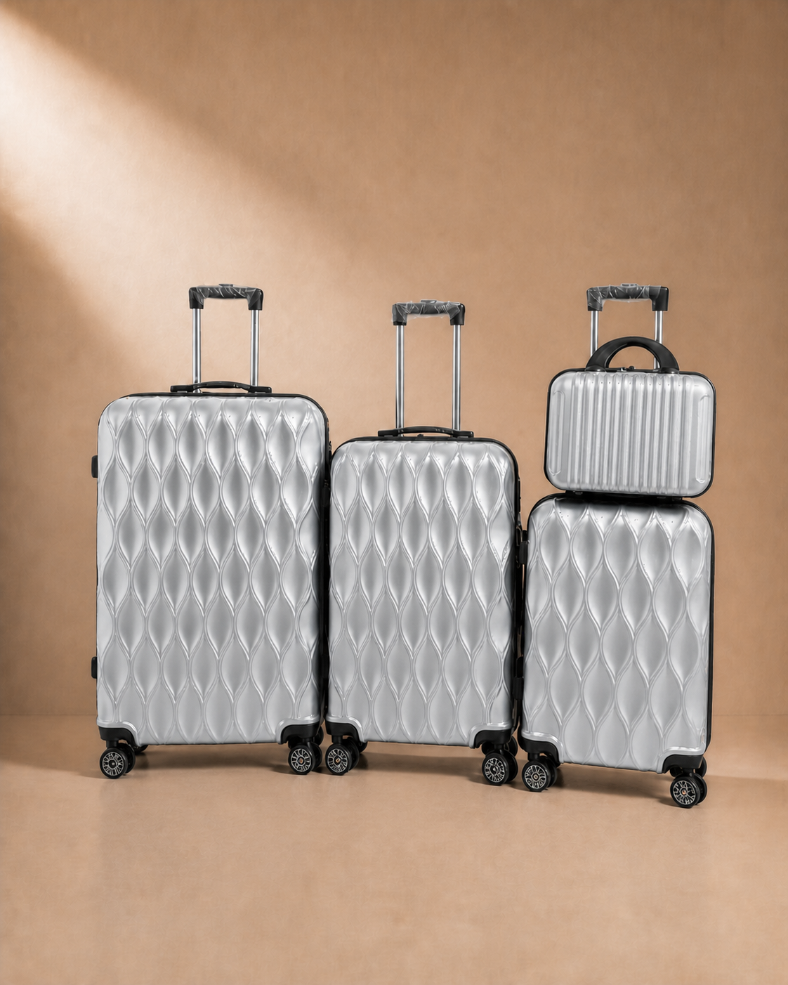 Anstruther Carry-On 4 Piece Hard Shell Suitcase Set with Travel Bag in Silver