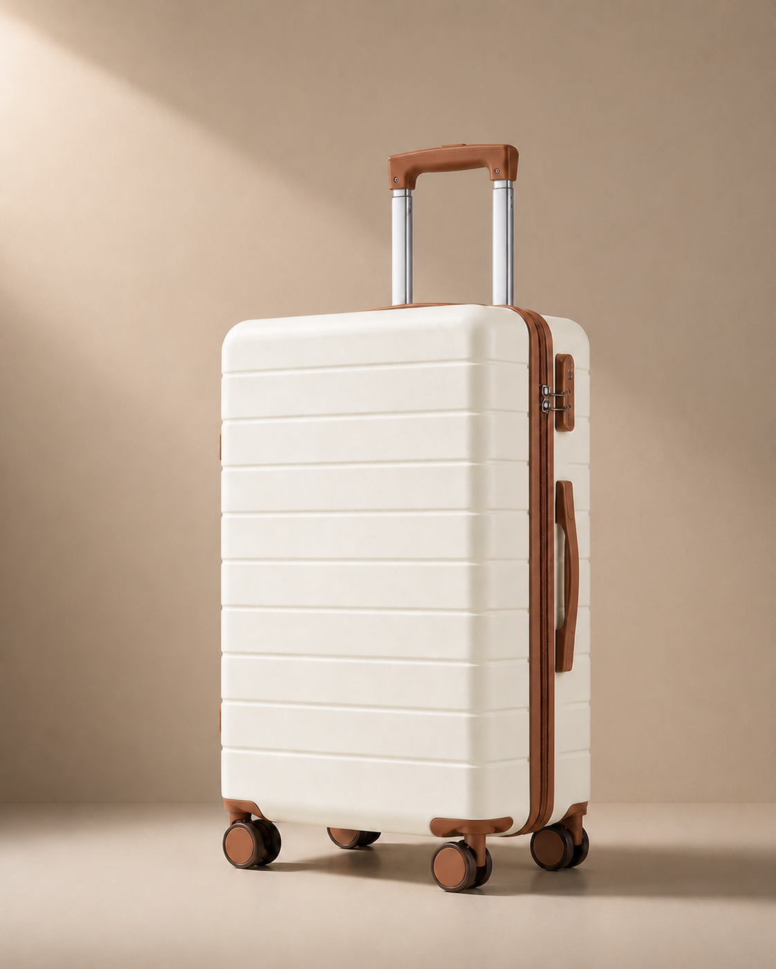 Southwold Scratch-Resistant Travel Suitcase in Beige, 28 Inch - front view