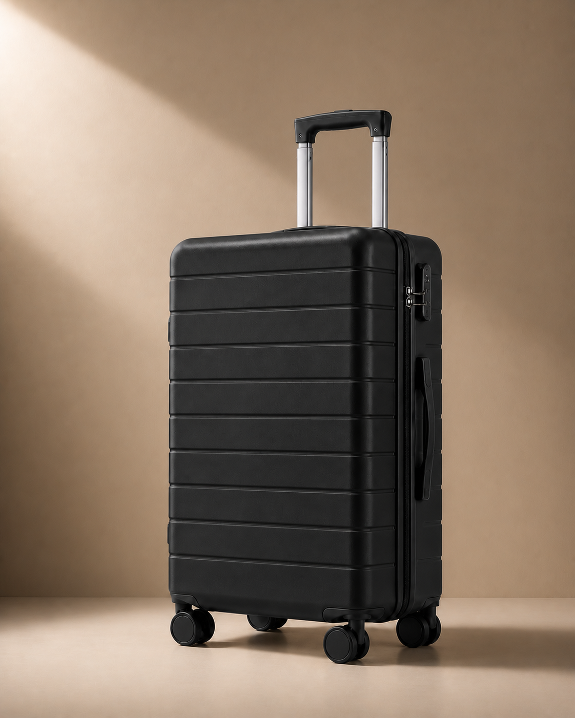 Southwold Scratch-Resistant Travel Suitcase in Black, 28 Inch - front view